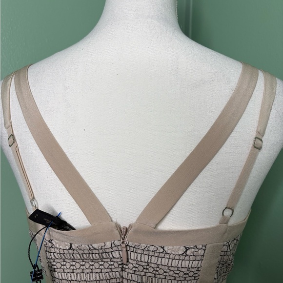 NWT BCBGMaxAzria Cream and Black Lace Midi Dress 0 zipper - Picture 5 of 16